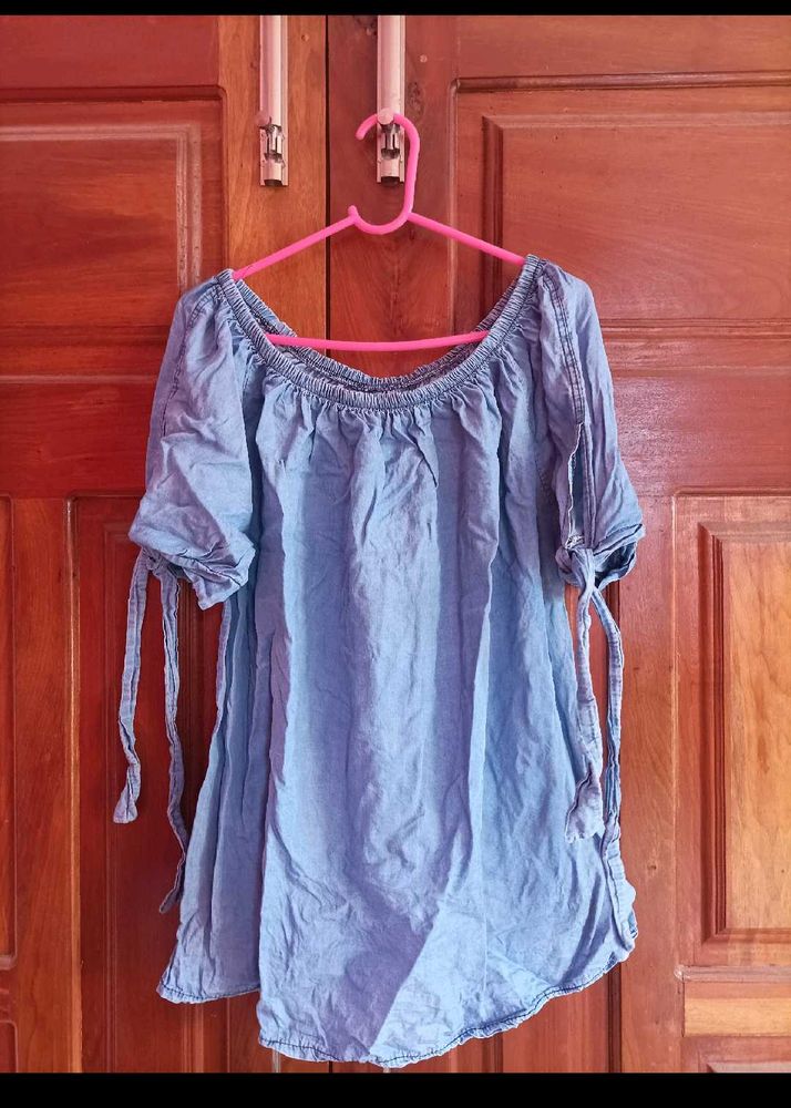Blue Off-Shoulder Top