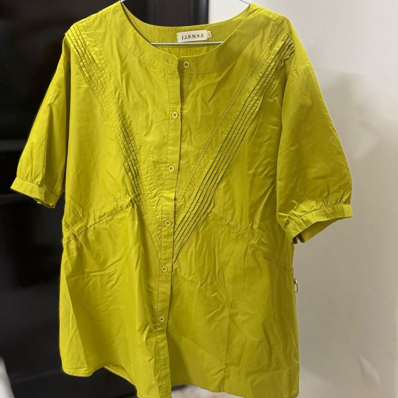 Chartreuse Button-Up Top