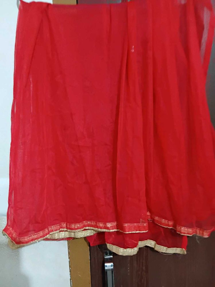 Red &amp; Gold Net Dhuppatta