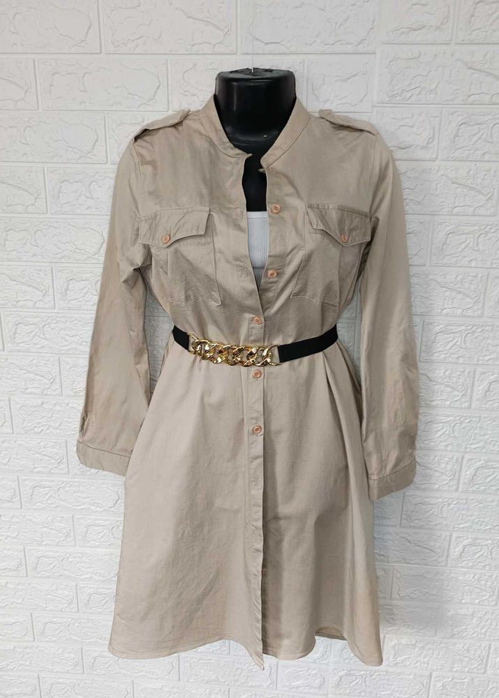 Imported Khaki Shirt Dress