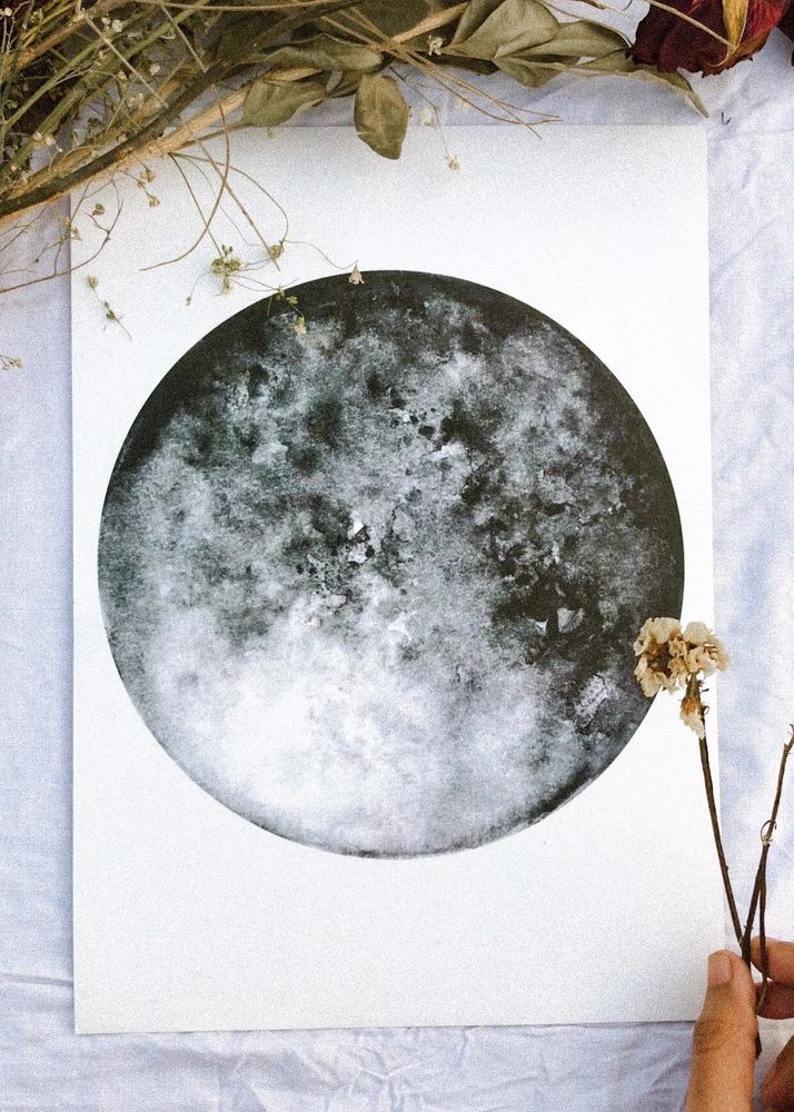 Watercolor Full Moon Art print
