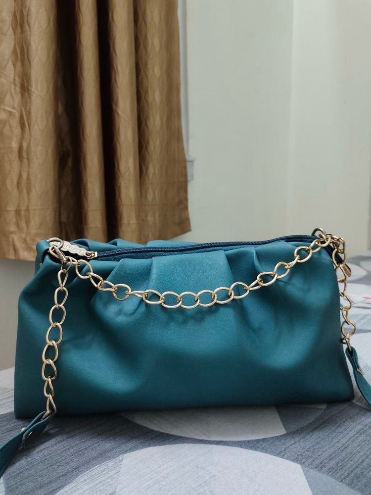 Stylish Teal Handbag With Free gift 🎁
