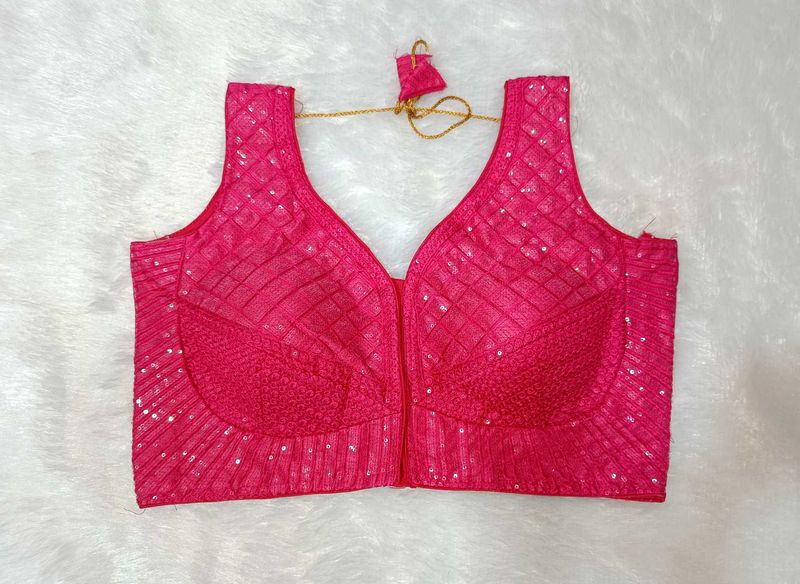 Hot Pink Embellished Blouse