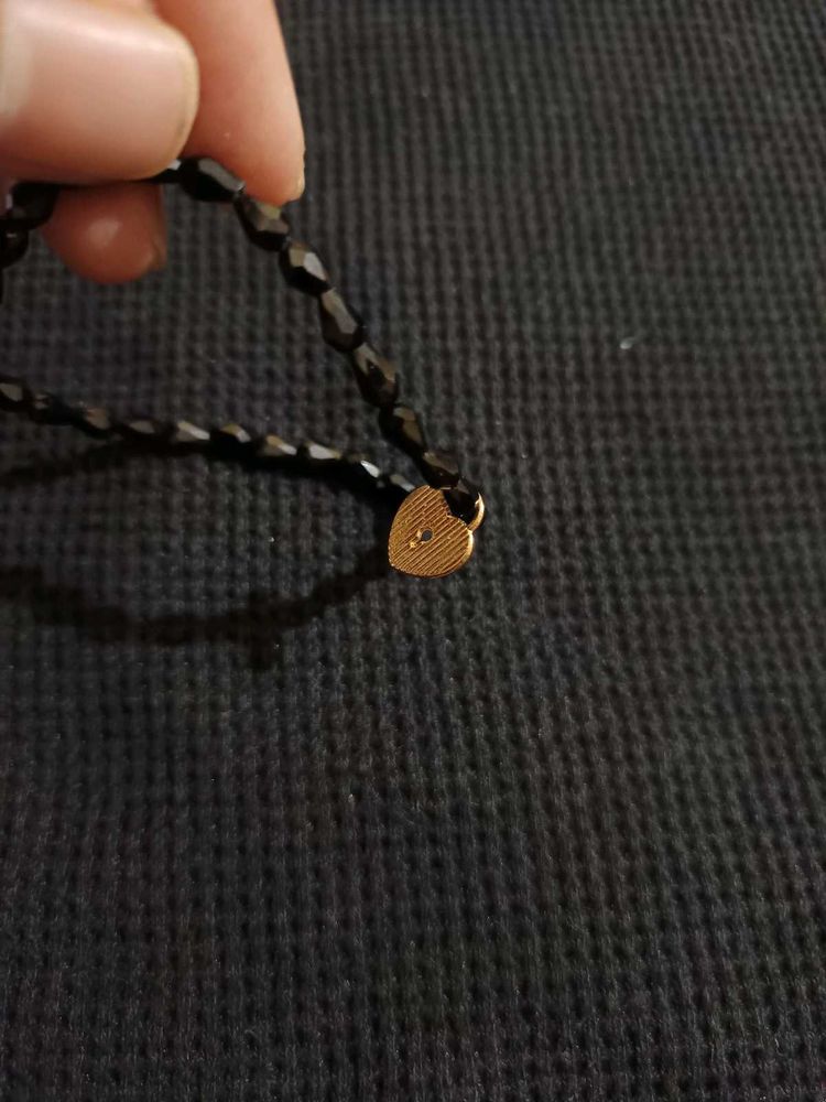 Black Heart Lock Charm Bracelet
