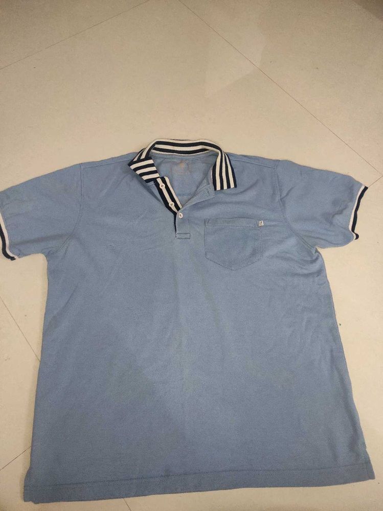Striped Collar Polo Shirt(Large)