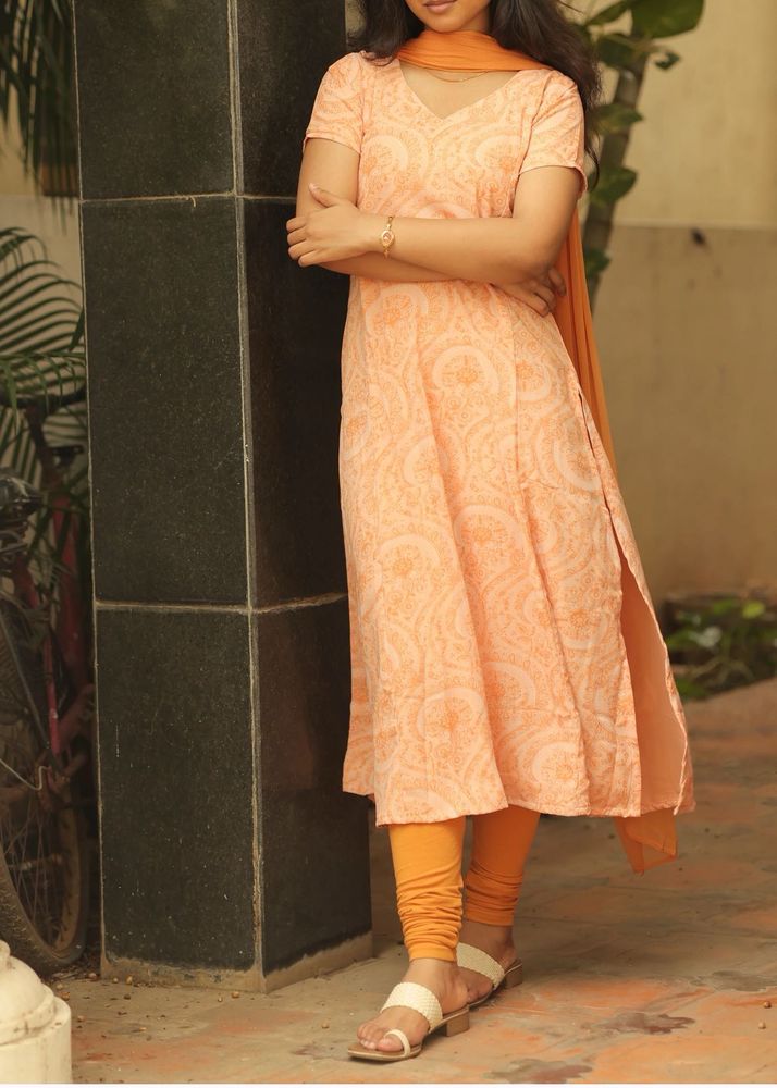 orange kurti set