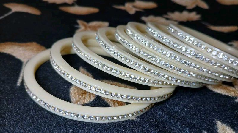 Elegant Stone-Studded Bangle Set