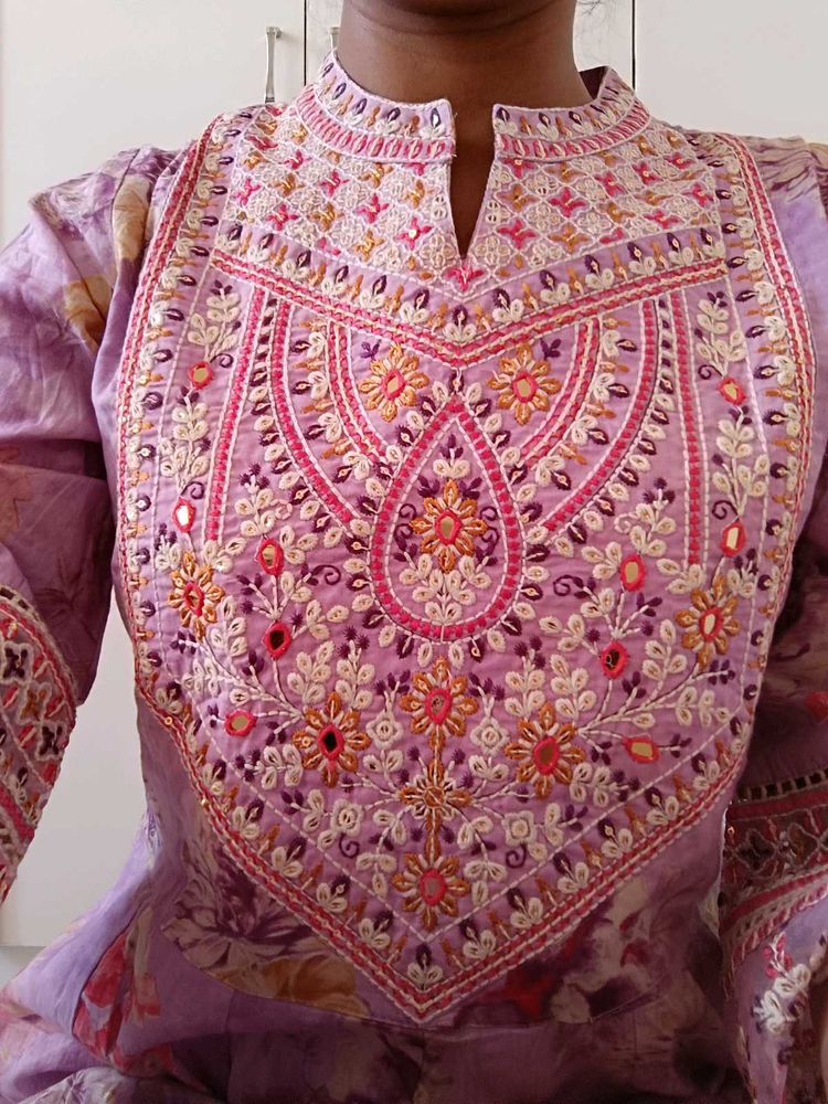 Embroidered Purple Kurti