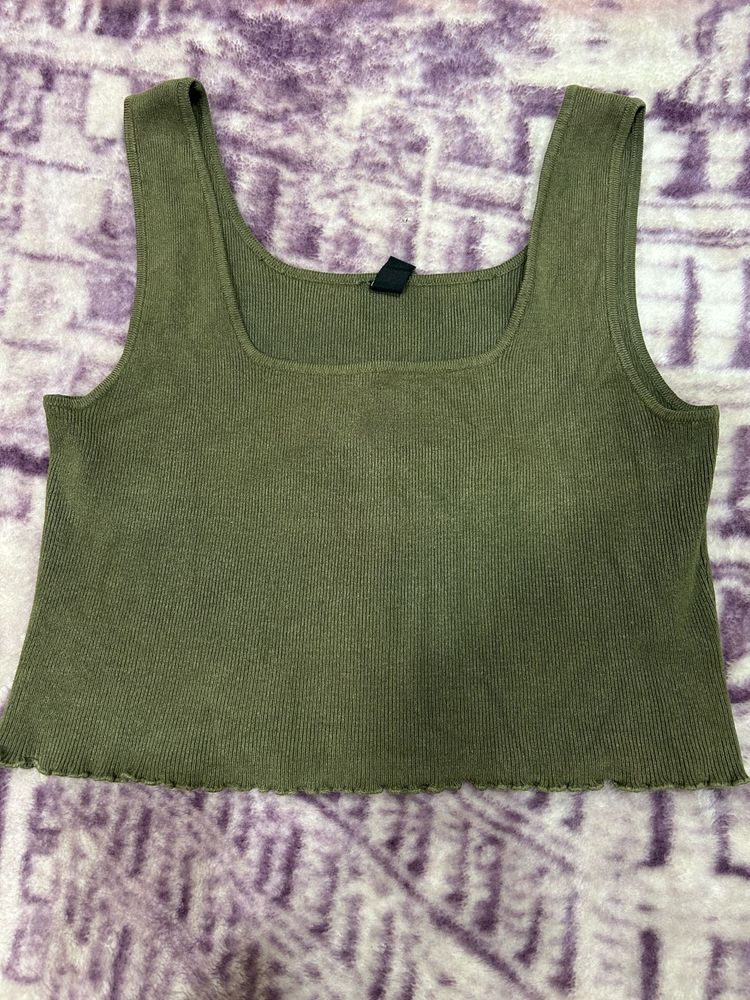 Olive Colour Crop Top