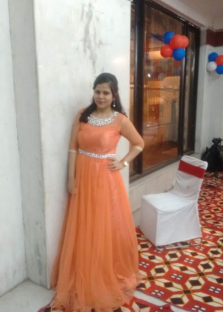 Elegant Orange Ethnic Gown