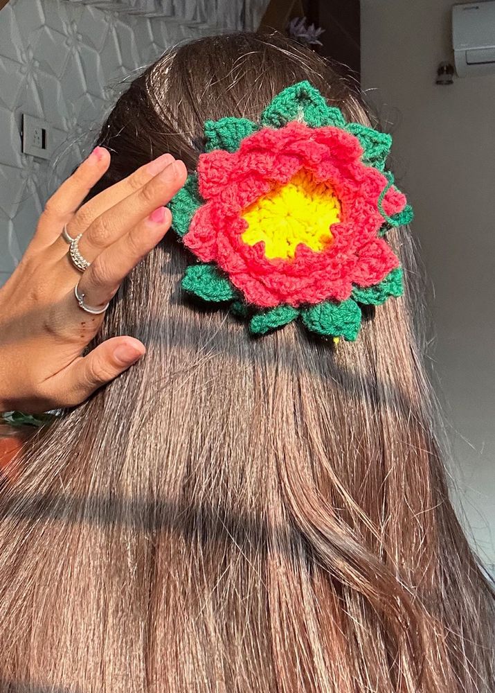 Crochet Flower Hair Clip