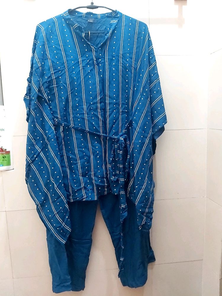 Women Blue Kaftan Co-ords Set