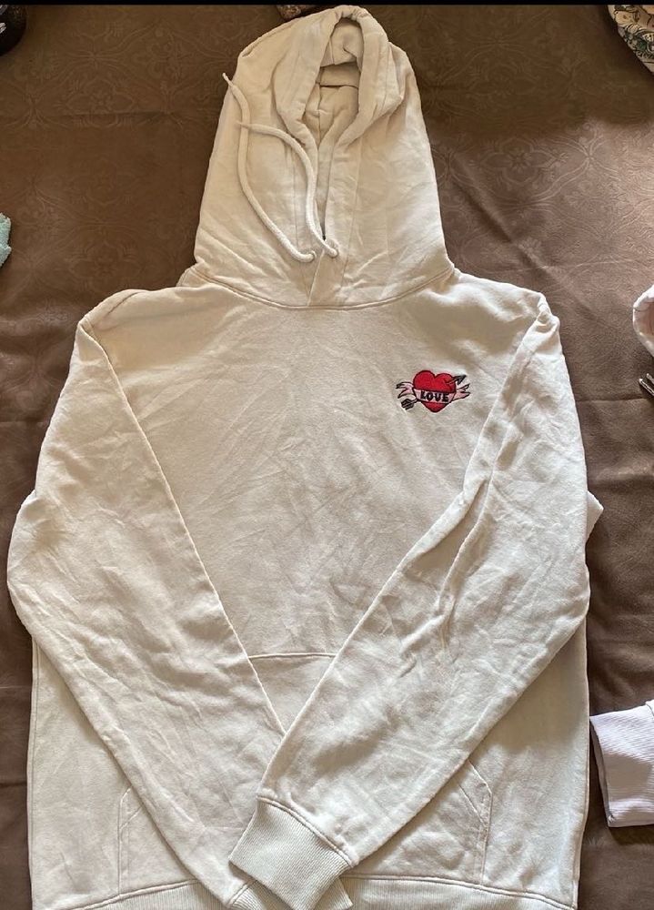 H&amp;M beige Hoodie with love logo