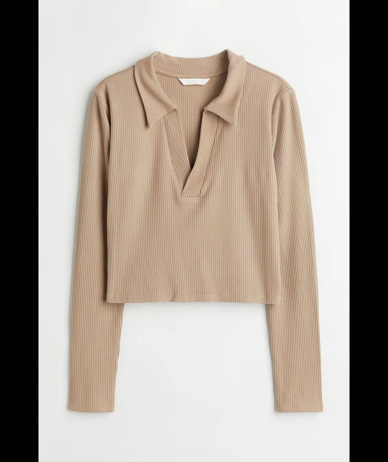 Ribbed Long Sleeve Crop Top