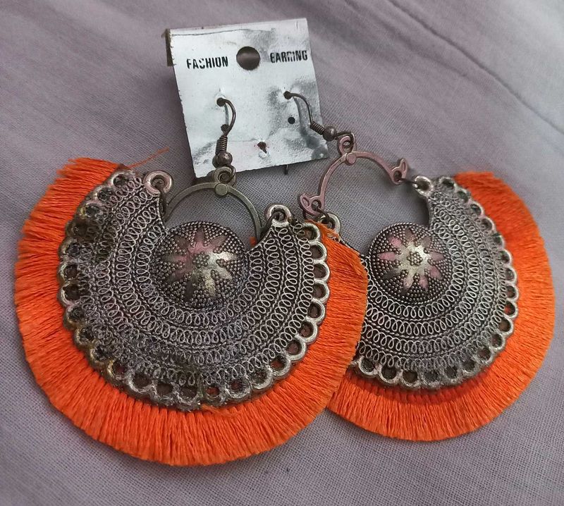 Orange Tassel oxidised Earrings 🔸️