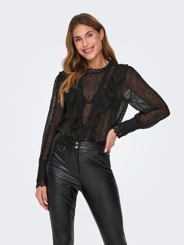 ONLY Y2k Vintage Mesh Black Top