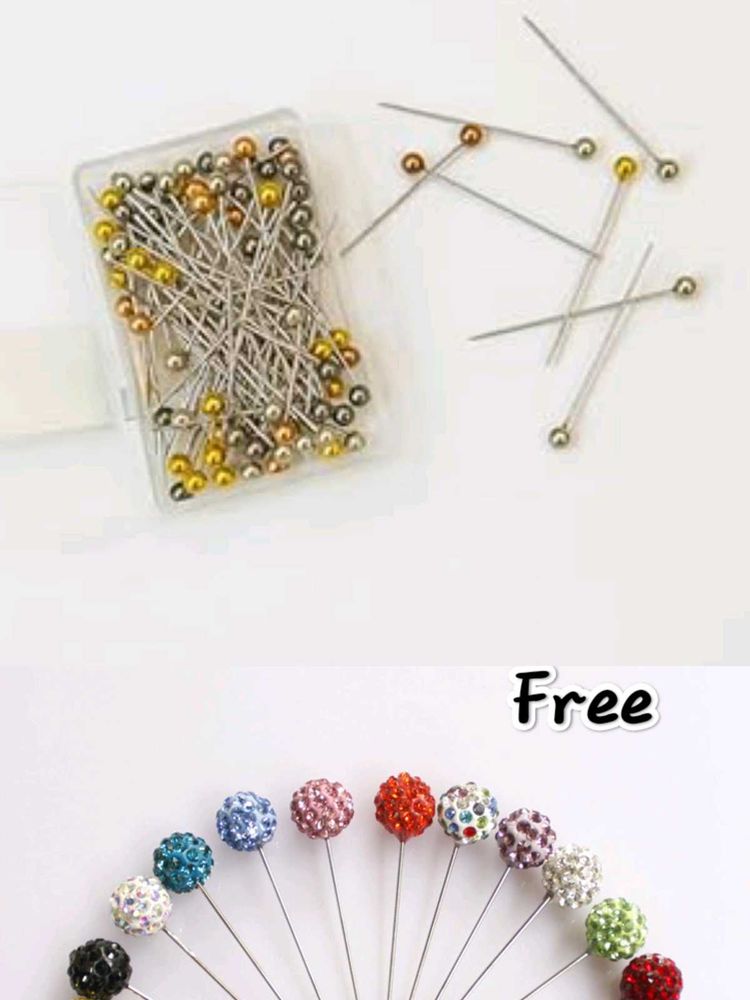 100 Multi Colour Metallic Hijab Pin + 1 Ball FREEE