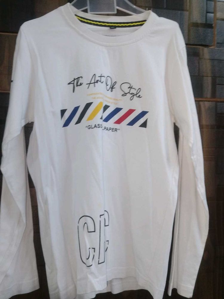 White Graphic Print Long Sleeve T-shirt