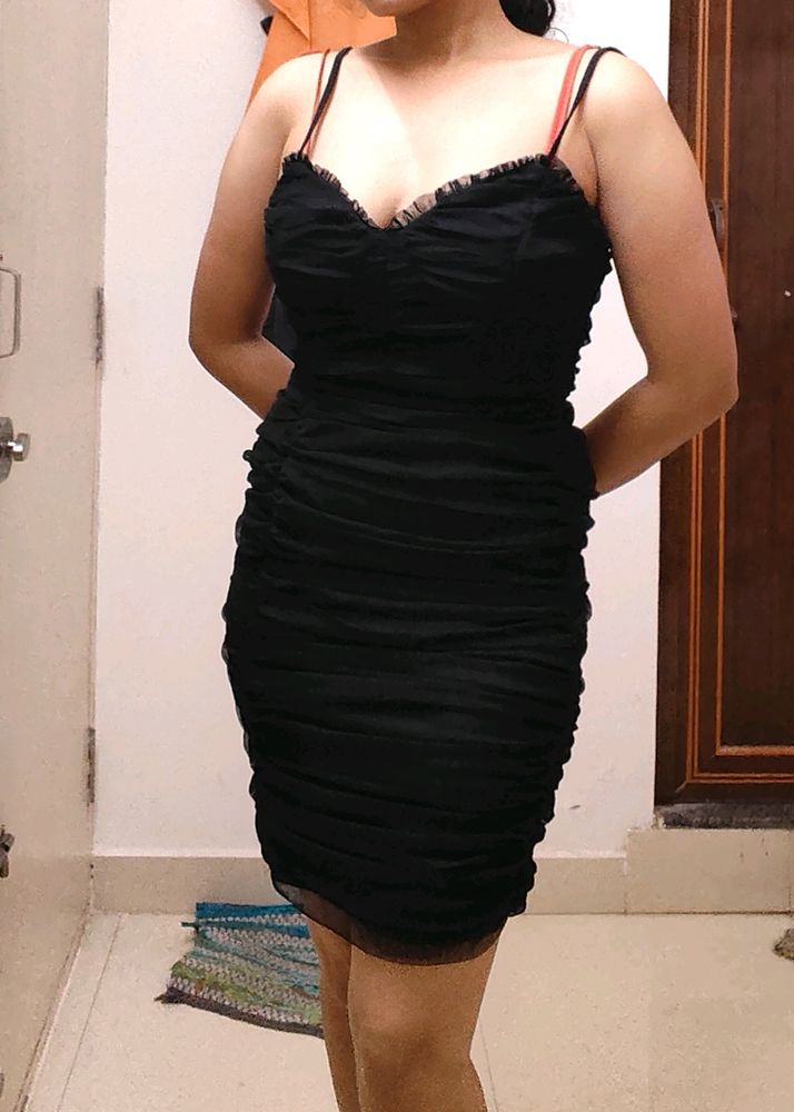 New With Tag! Black Ruched Bodycon Dress