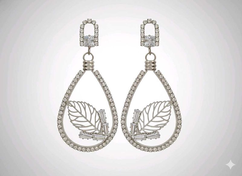 Earrings Of Sparkling Leaf Teardrop