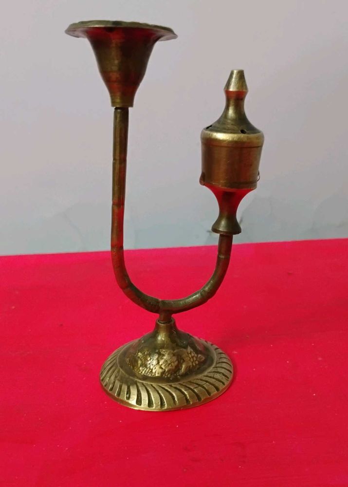 Vintage Brass Candle Cum Agarbatti Stand