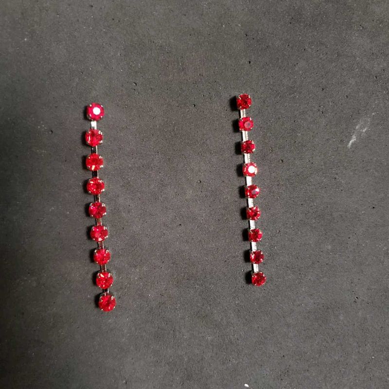 Red Gemstone Drop Earrings