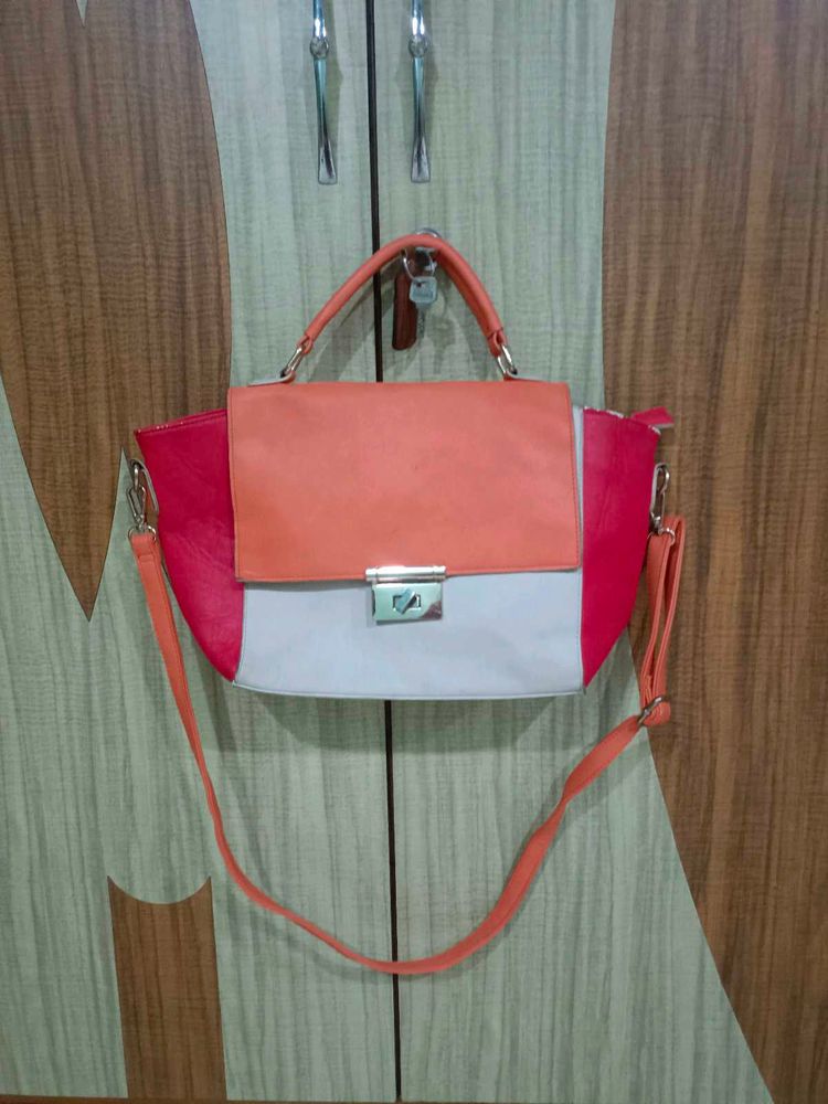 Imported Color Block Satchel Bag