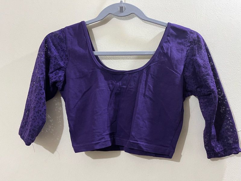 Purple Lace Sleeve Blouse