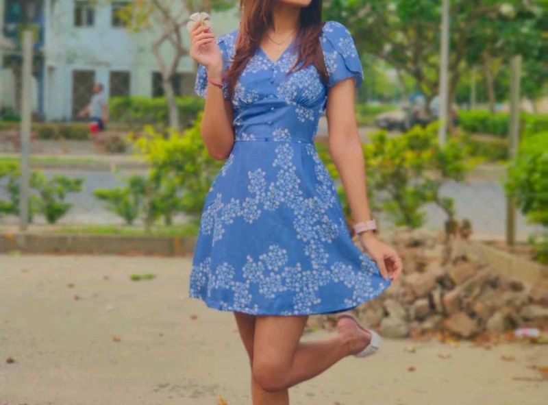 SASSAFRAS Floral Print A-Line Dress