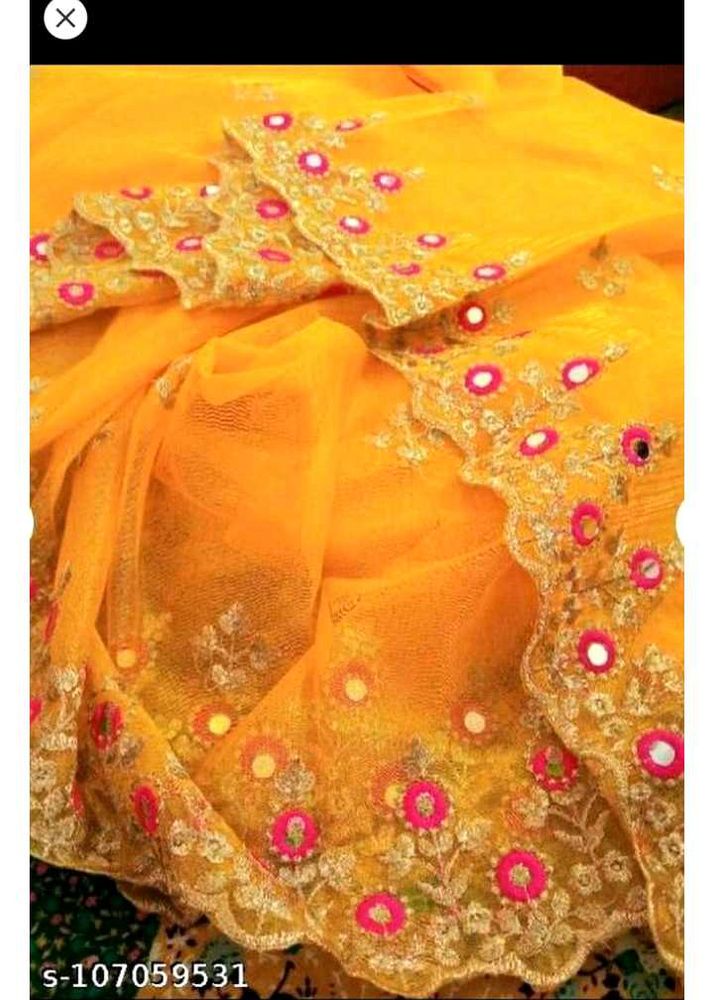 Embroidered new mirror work saree