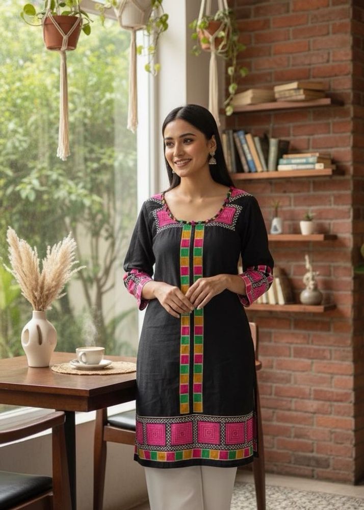Embroidered Black Kurti