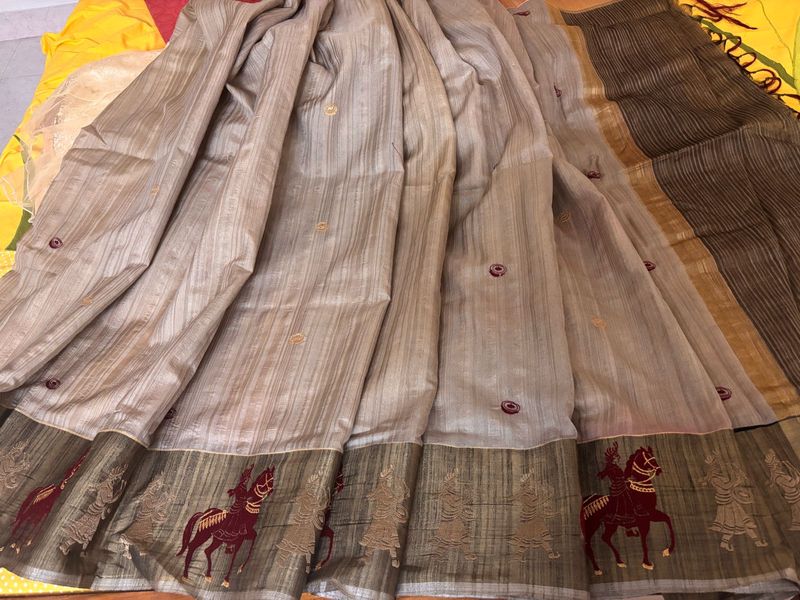 Art Silk Tan Saree with Beautiful Border