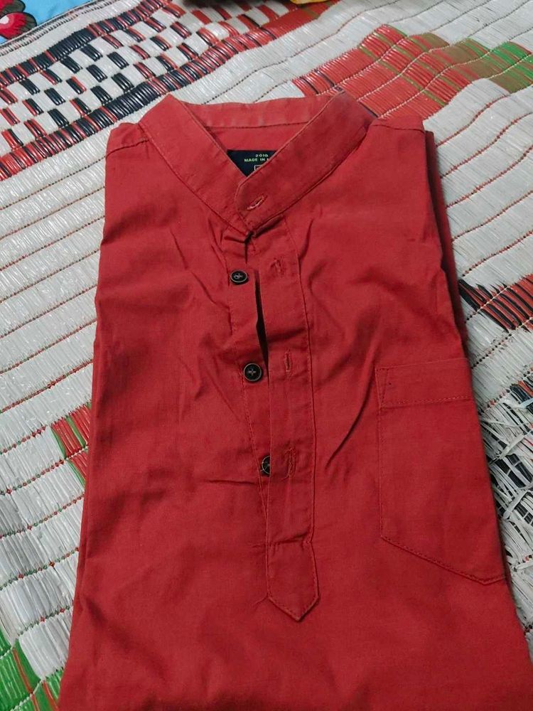 Red Cotton Kurta
