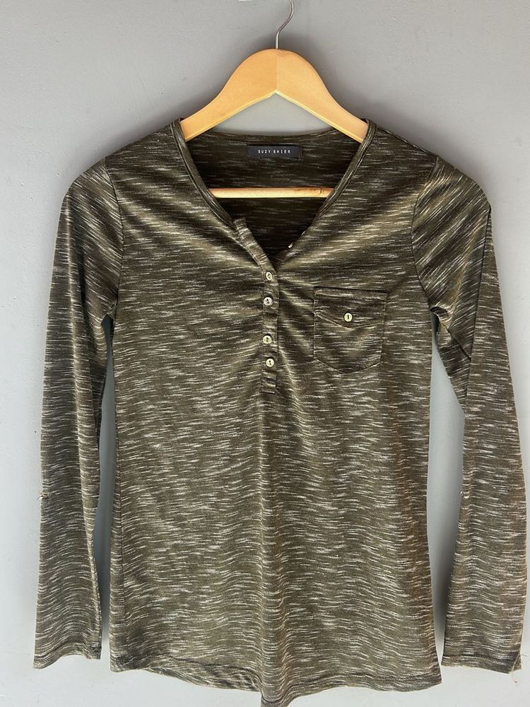 Olive Green Long Sleeve Top