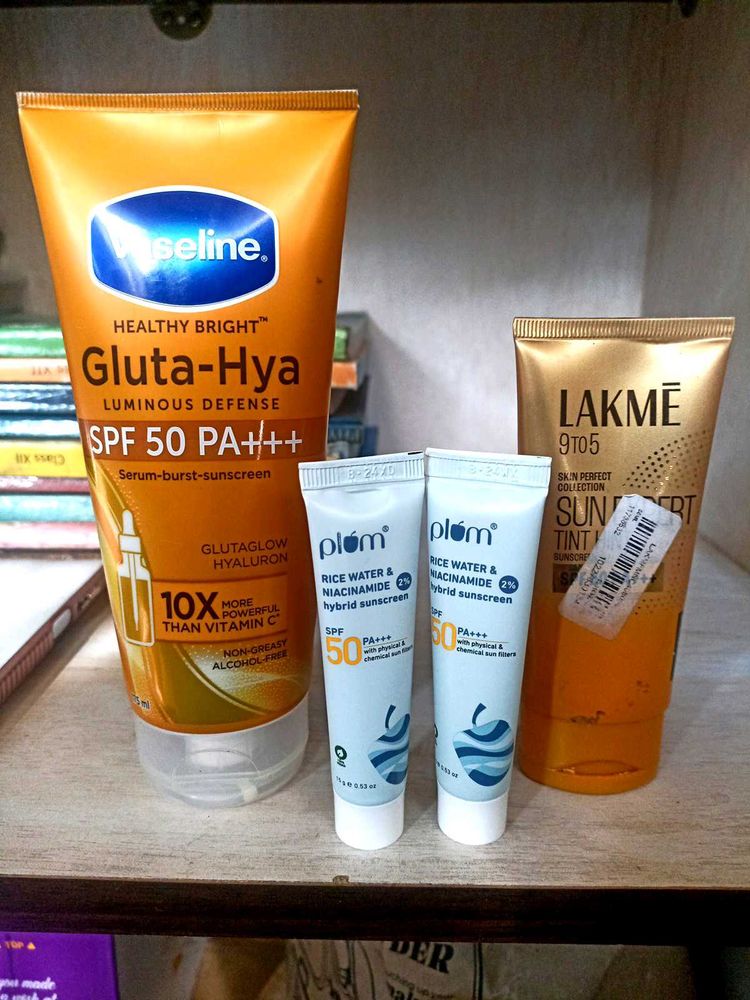 Sunscreen Bundle: Vaseline, Lakme, Plum