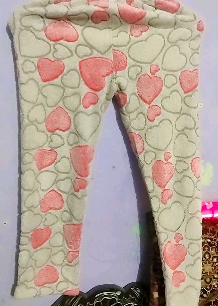 Heart Print Cozy Leggings Lenth/33