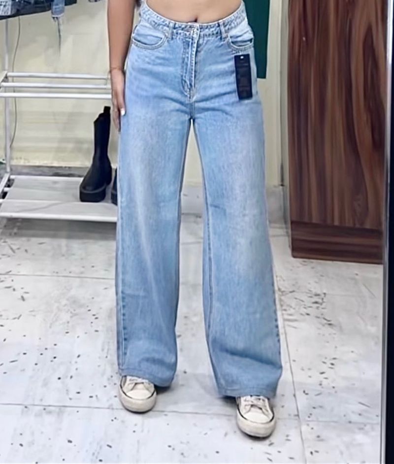Blue wide leg jeans