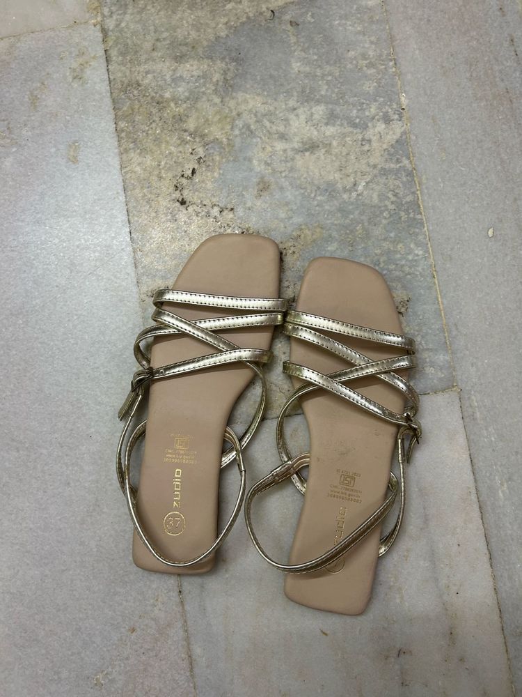 Zudio Gold Strappy Sandals - Size 37