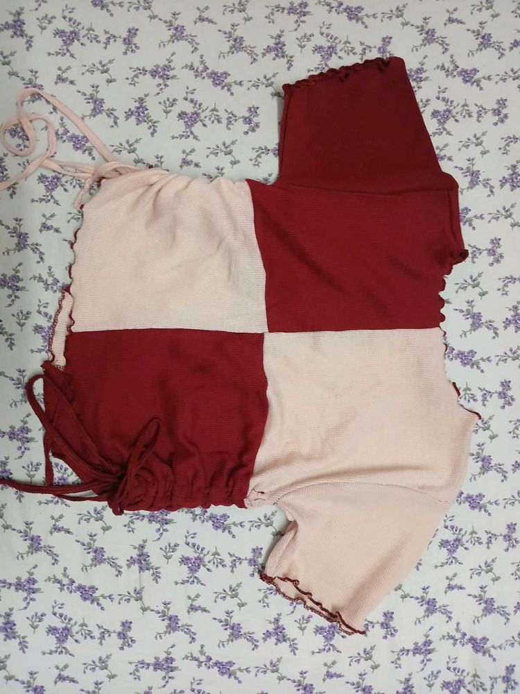 Cute Two-Tone Crop Top