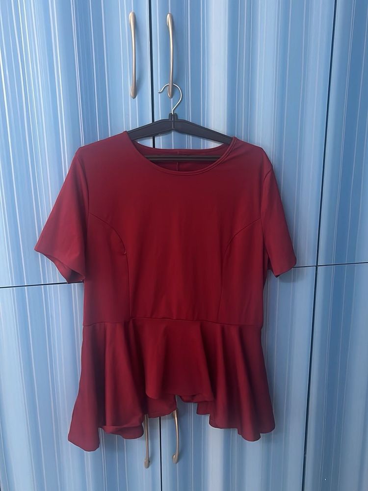 Red Peplum Top-xxl