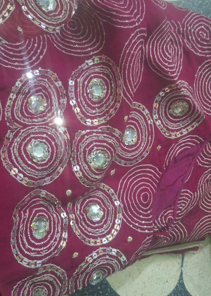 Maroon Embellished Saree