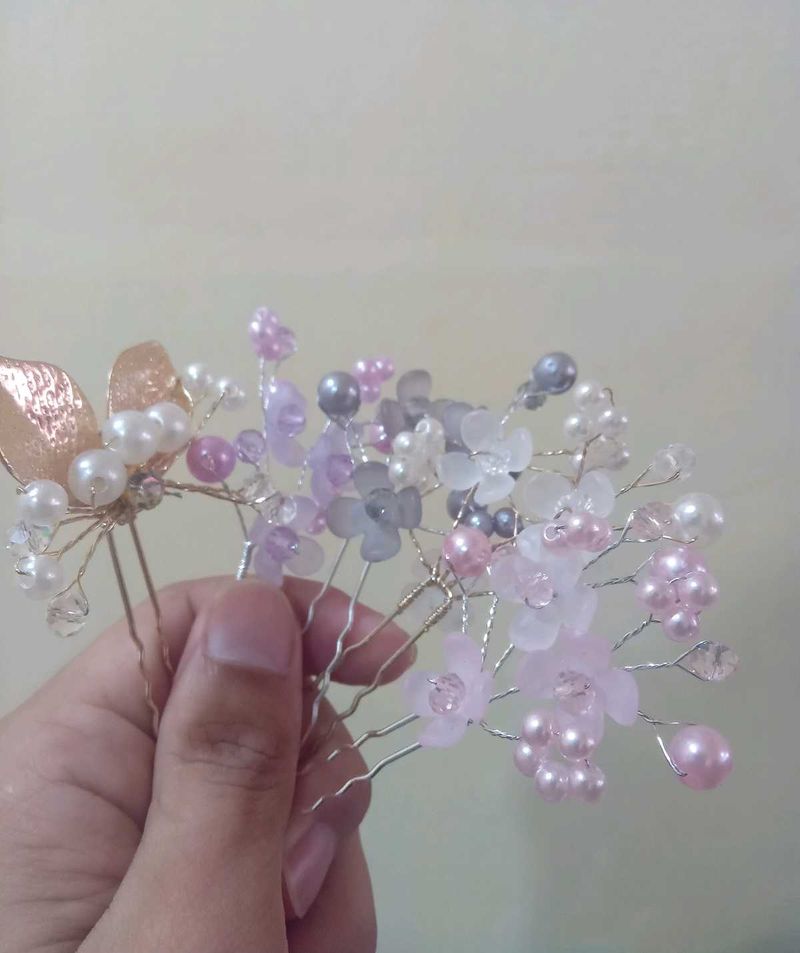 Floral Pearl Hair Pins - sets of 2