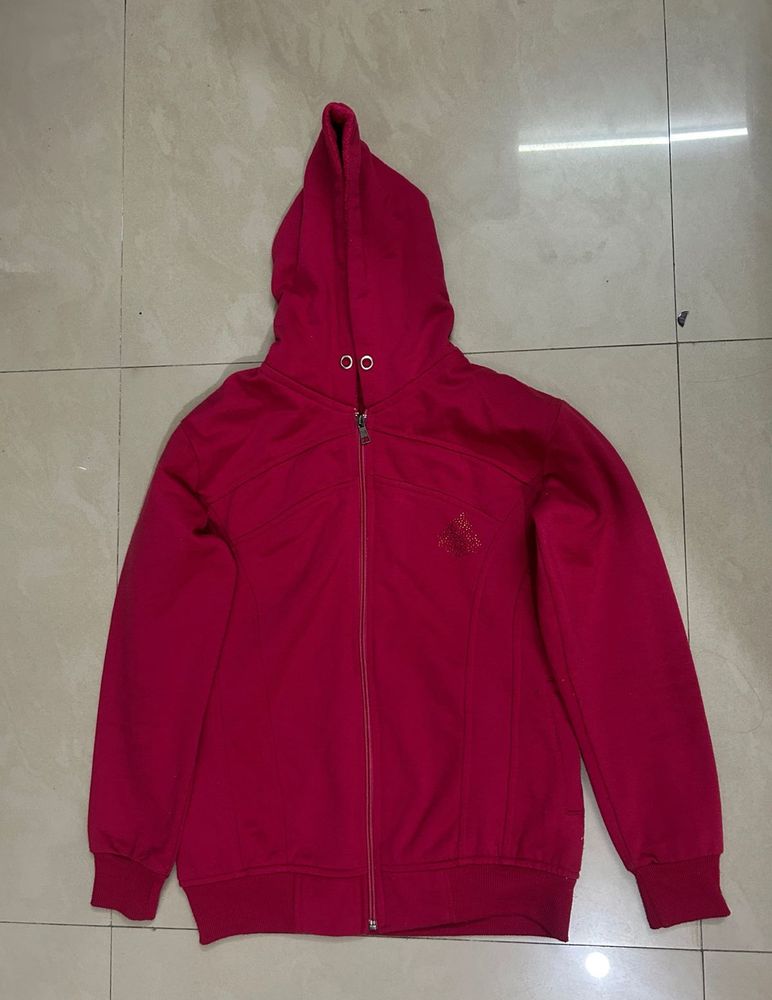 Stylish Red Zip-Up Hoodie