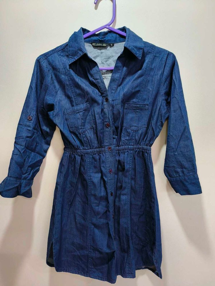 Shirt Style Denim Dress 👗