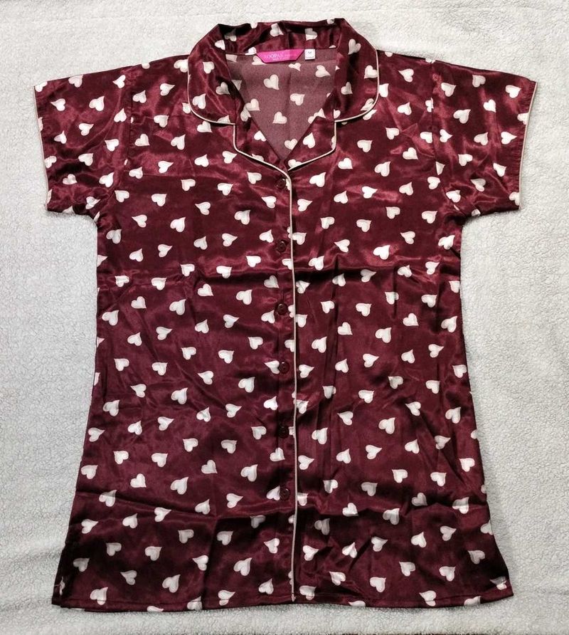 Heart Print Pajama Top