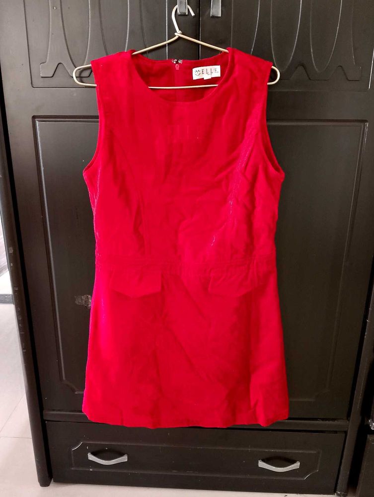 Elle&#39;  Cute Red  Velvet Mini Dress / Top