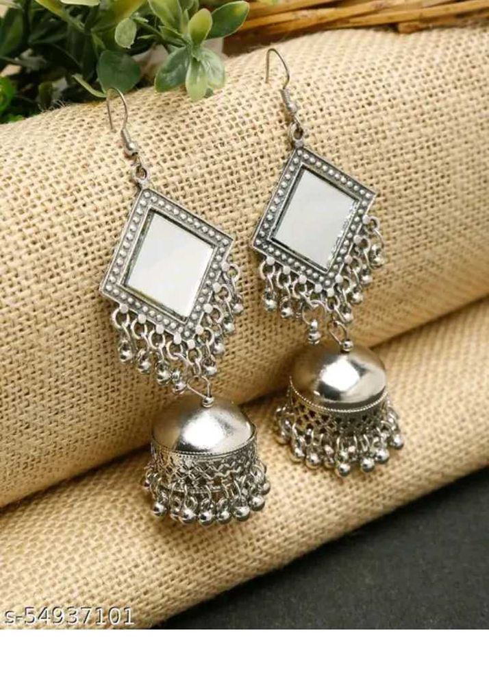 Oxidised Mirror earrings