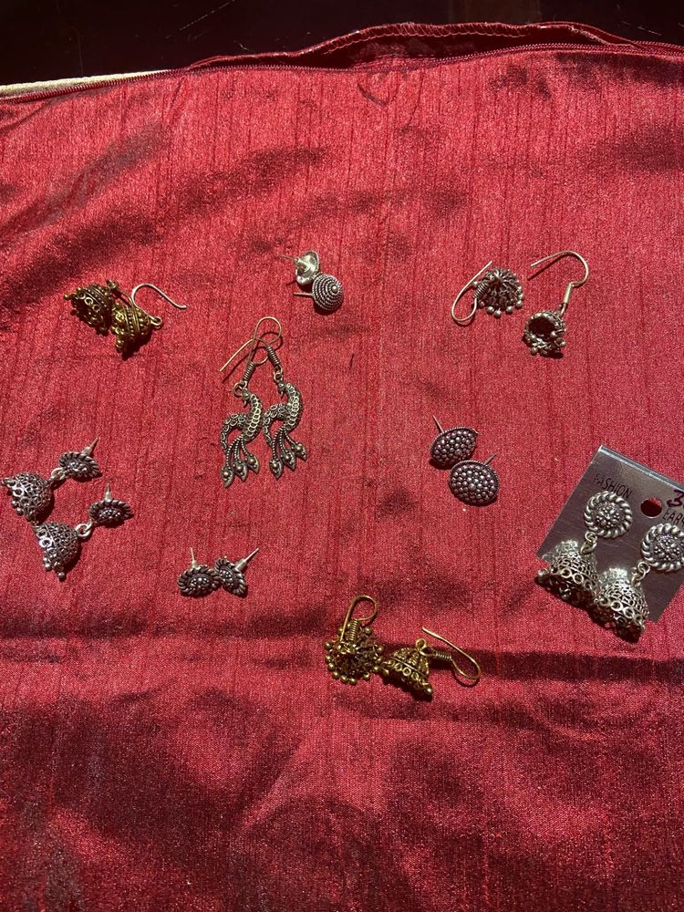 Oxidized Silver Boho Earrings Bundle