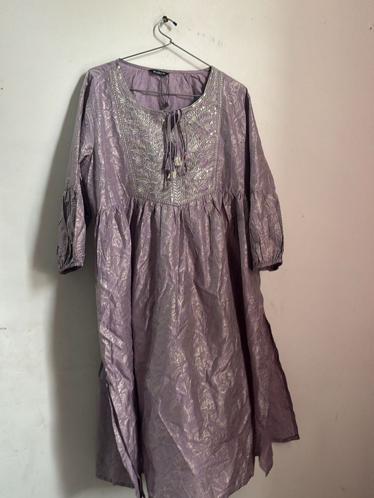 Embroidered Purple Kurta