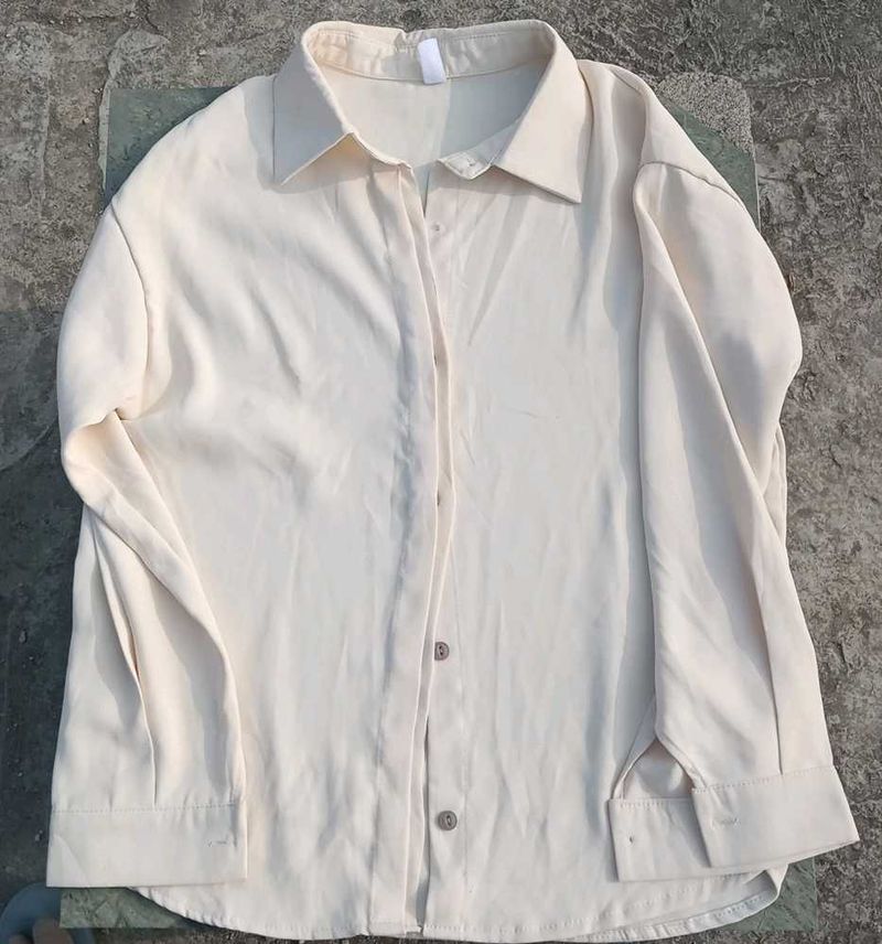 Casual Cream Button-Down Shirt